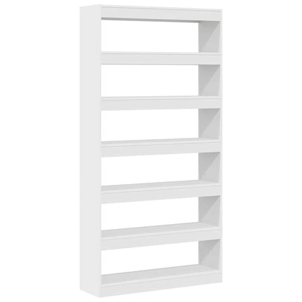 Bogskab 6 niveauer 100 x 30 x 198 cm Konstrueret træ Hvid