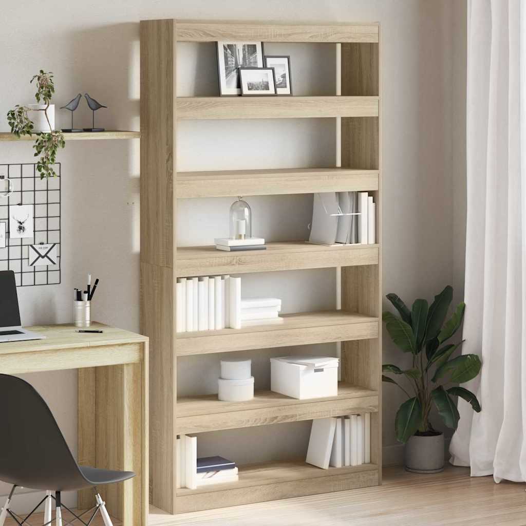 Bogskab i sonoma eg - 100 × 30 × 198 cm, konstrueret træ