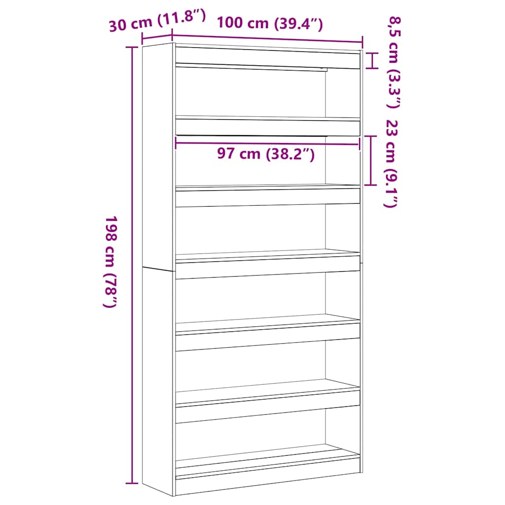 Bogskab Sonoma eg 100 x 30 x 198 cm Konstrueret træ