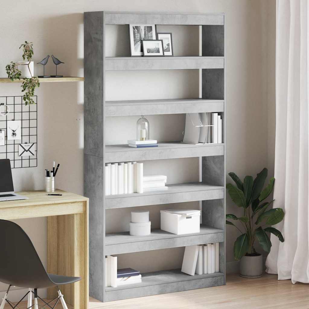 Bogskab/reol i betongrå - konstrueret træ, 100 × 30 × 198 cm