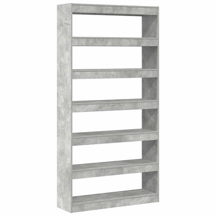 Bogskab 6 niveauer 100 x 30 x 198 cm Konstrueret træ Beton Grå