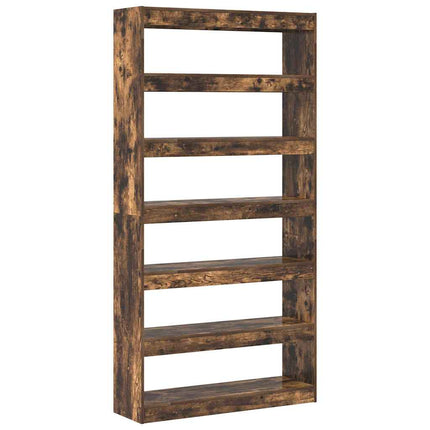 Bogskab 6 niveauer 100 x 30 x 198 cm Konstrueret træ Røget eg