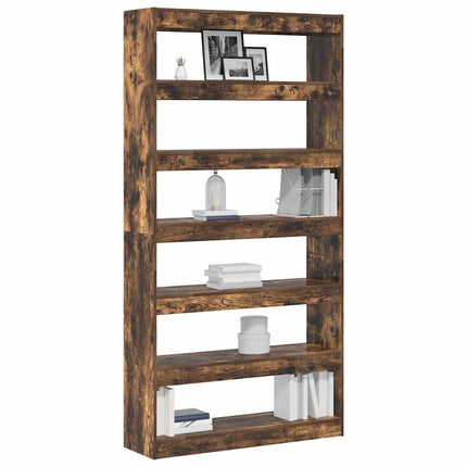 Bogskab 6 niveauer 100 x 30 x 198 cm Konstrueret træ Røget eg