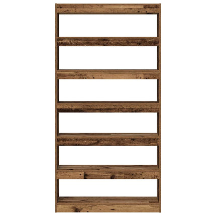 Bogskab 6 niveauer 100 x 30 x 198 cm Konstrueret træ Affaldstræ