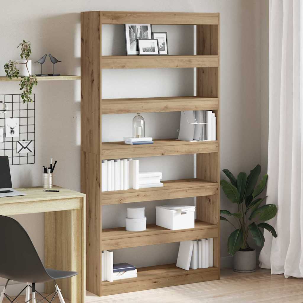 vidaXL Bogskab 6 niveauer 100 x 30 x 198 cm Konstrueret træ Artisan Eg