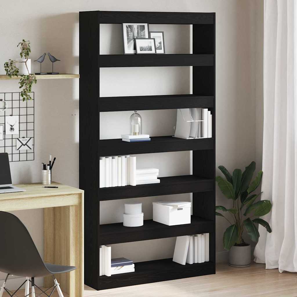 Bogskab i sort eg - konstrueret træ, 100 × 30 × 198 cm