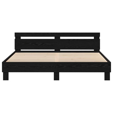 Sengestel med hovedgærde Sort eg 180 x 200 cm Konstrueret træ