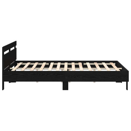 Sengestel med hovedgærde Sort eg 180 x 200 cm Konstrueret træ