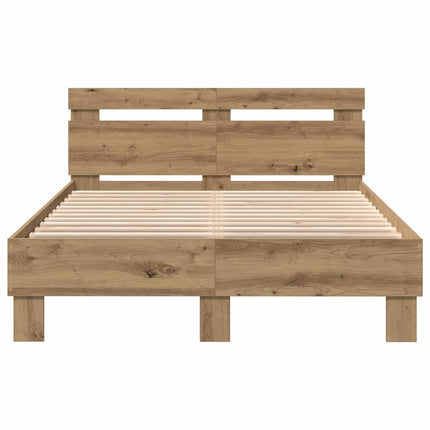 Sengestel med LED Artisan Egetræ 135 x 190 cm Konstrueret træ
