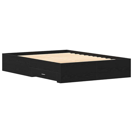 Sengestel med skuffe Sort eg 140 x 200 cm Konstrueret træ