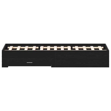 Sengestel med skuffe Sort eg 140 x 200 cm Konstrueret træ