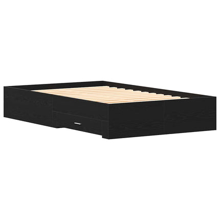 Sengestel med skuffe Sort eg 120 x 200 cm Konstrueret træ