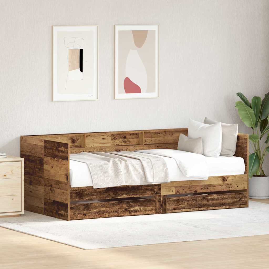 Daybed med hovedgærde Gammelt træ 100 x 200 cm Konstrueret træ