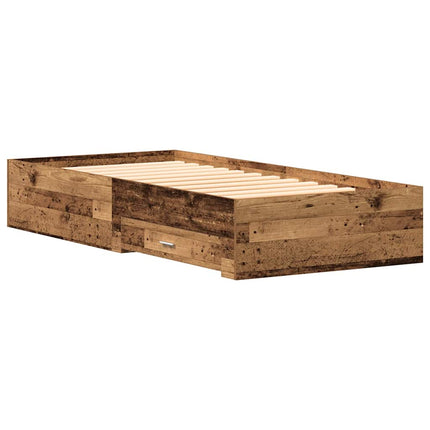 Sengestel med skuffe Gammelt træ 90 x 200 cm Konstrueret træ