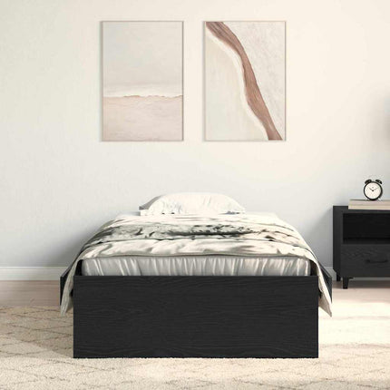Sengestel med skuffe Sort eg 90 x 200 cm Konstrueret træ