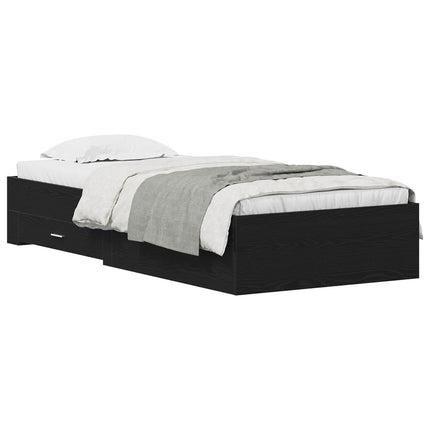 Sengestel med skuffe Sort eg 90 x 200 cm Konstrueret træ