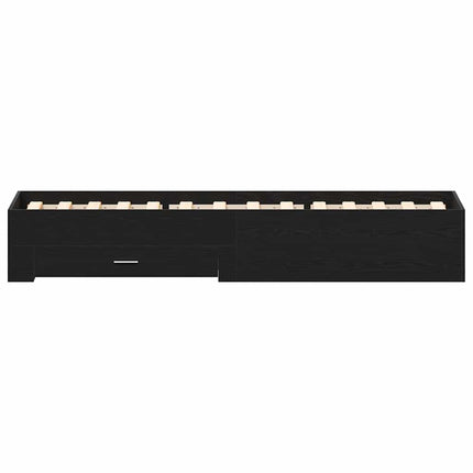 Sengestel med skuffe Sort eg 90 x 200 cm Konstrueret træ