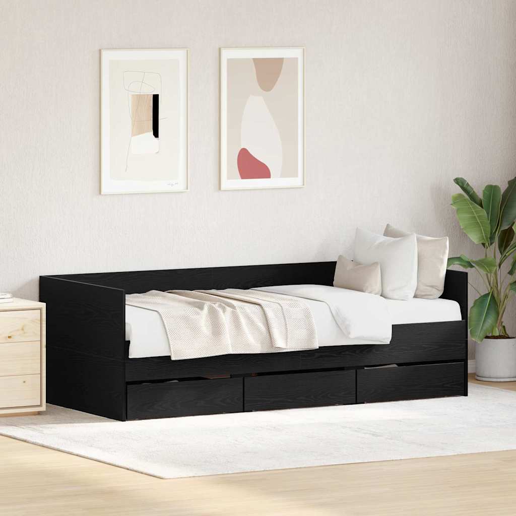 Daybed Med Hovedgærde Konstrueret Træ - Sort eg / 90 X 200 cm