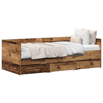 Daybed med skuffe Gammelt træ 90 x 190 cm Konstrueret træ