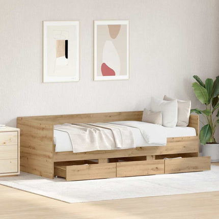 Daybed med skuffe Artisan Egetræ 90 x 190 cm Konstrueret træ