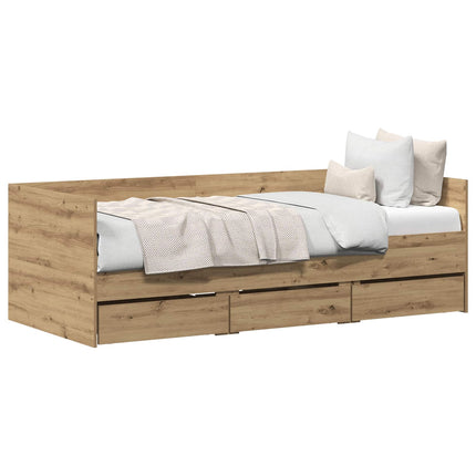 Daybed med skuffe Artisan Egetræ 90 x 190 cm Konstrueret træ