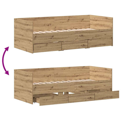 Daybed med skuffe Artisan Egetræ 90 x 190 cm Konstrueret træ