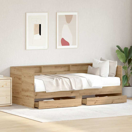 Daybed med skuffe Artisan Egetræ 90 x 200 cm Konstrueret træ