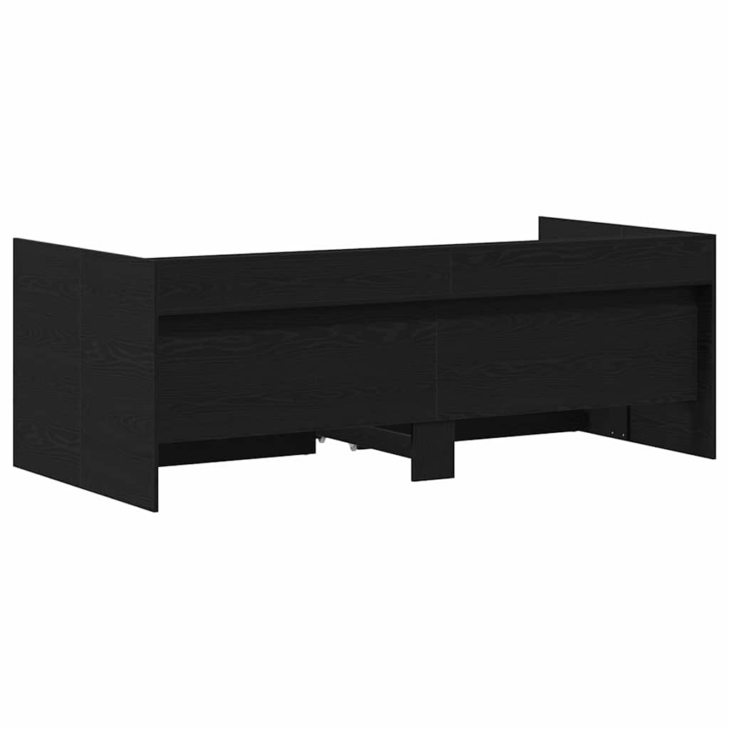 Daybed med hovedgærde Sort eg 90 x 190 cm Konstrueret træ
