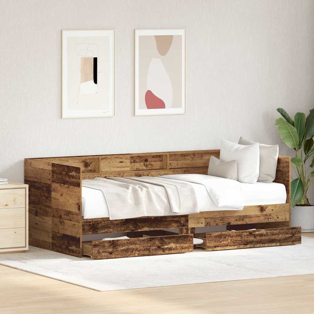 Daybed med hovedgærde Gammelt træ 75 x 190 cm Konstrueret træ