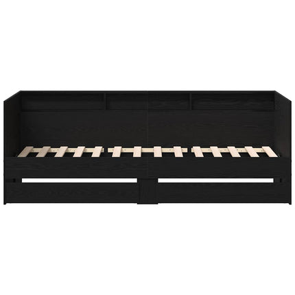 Daybed med skuffe med hylde Sort eg 75 x 190 cm Konstrueret træ