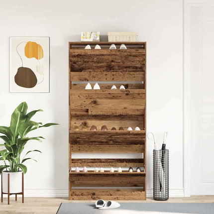 Sko skab 80 x 21 x 163,5 cm Konstrueret træ Gammelt træ