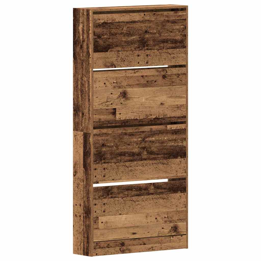 Sko skab med dør Gammelt træ 80 x 21 x 163,5 cm Konstrueret træ