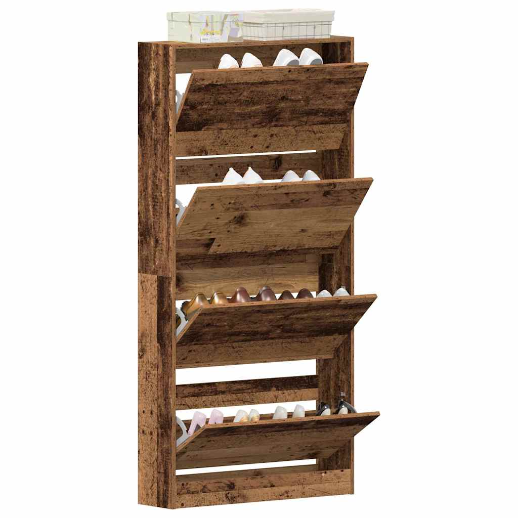 Sko skab med dør Gammelt træ 80 x 21 x 163,5 cm Konstrueret træ