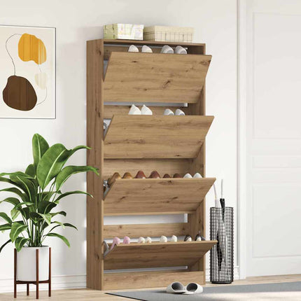 Sko skab 80 x 21 x 163,5 cm Konstrueret træ Artisan Egetræ