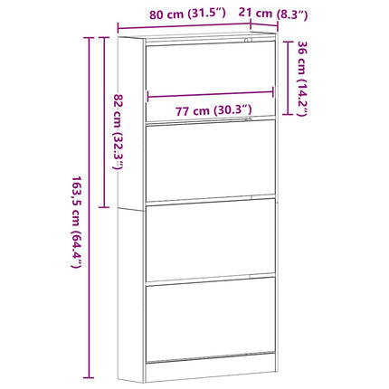 Sko skab 80 x 21 x 163,5 cm Konstrueret træ Artisan Egetræ