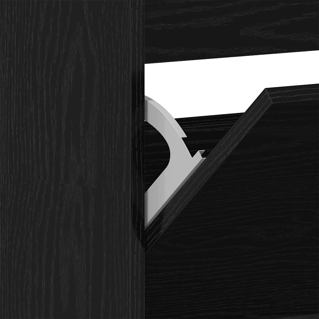 Skoskab med dør Sort eg 80 x 21 x 163.5 cm Konstrueret træ