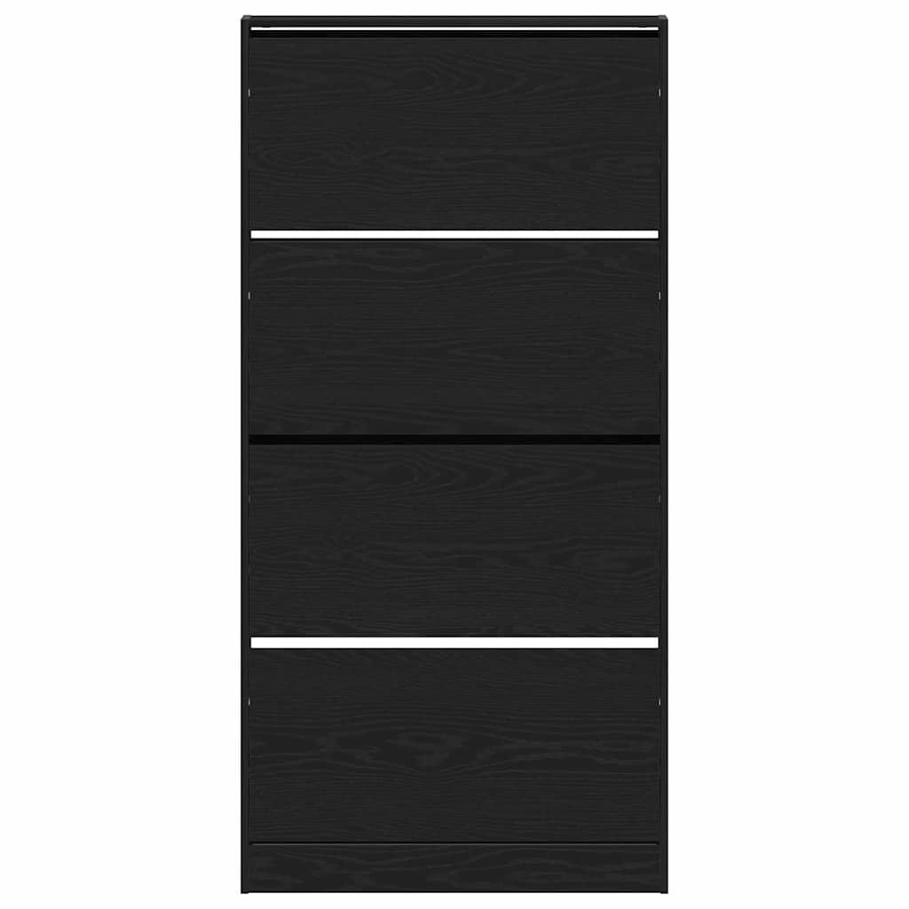 Skoskab med dør Sort eg 80 x 21 x 163.5 cm Konstrueret træ