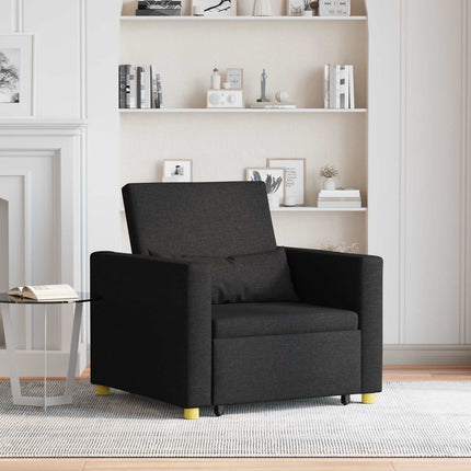 Utrækkelig sovesofa enkelt med hjul Sort 90 x 165 x 87 cm Stof