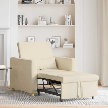 Utrækkelig sovesofa enkelt med hjul Creme 90 x 165 x 87 cm Stof