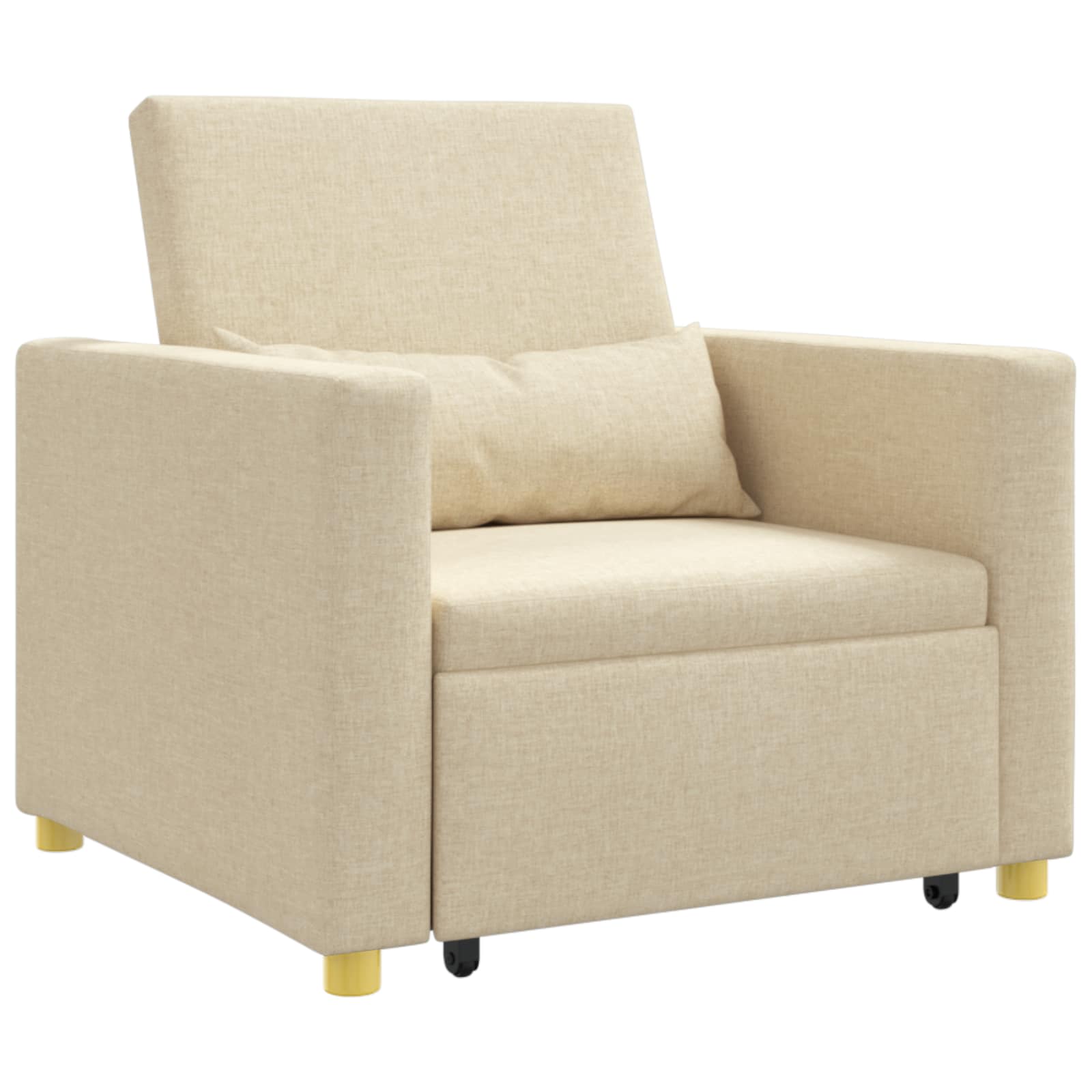 Utrækkelig sovesofa enkelt med hjul Creme 90 x 165 x 87 cm Stof