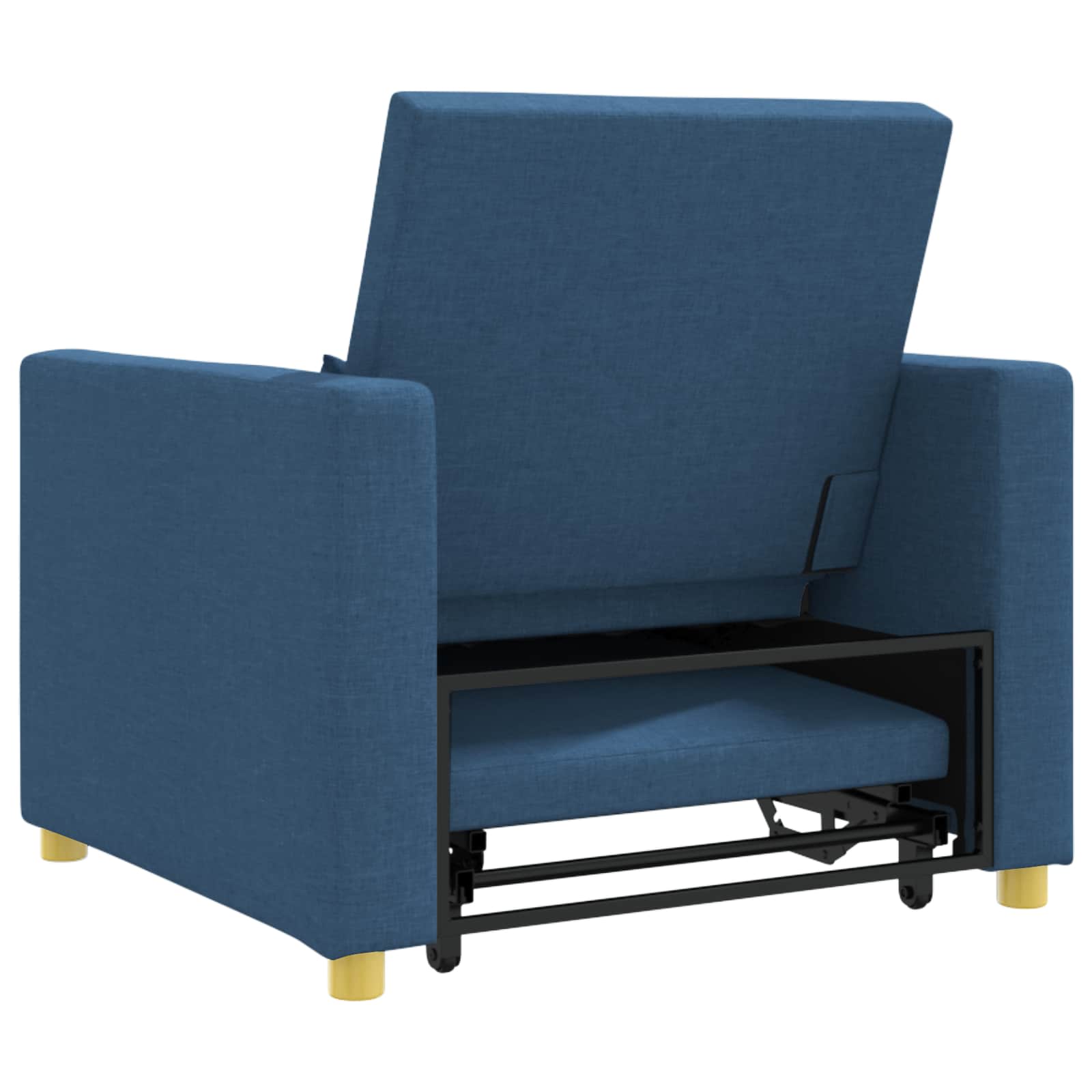 Utrækkelig sovesofa enkelt med hjul Blå 90 x 165 x 87 cm Stof