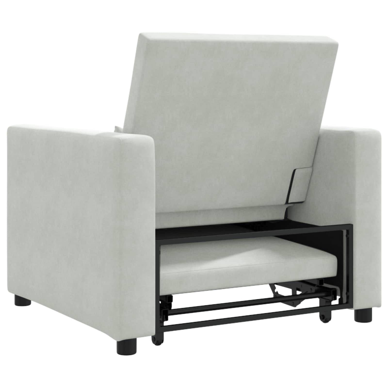 Utrækkelig sovesofa enkelt Lysegrå 90 x 165 x 87 cm Fløjl