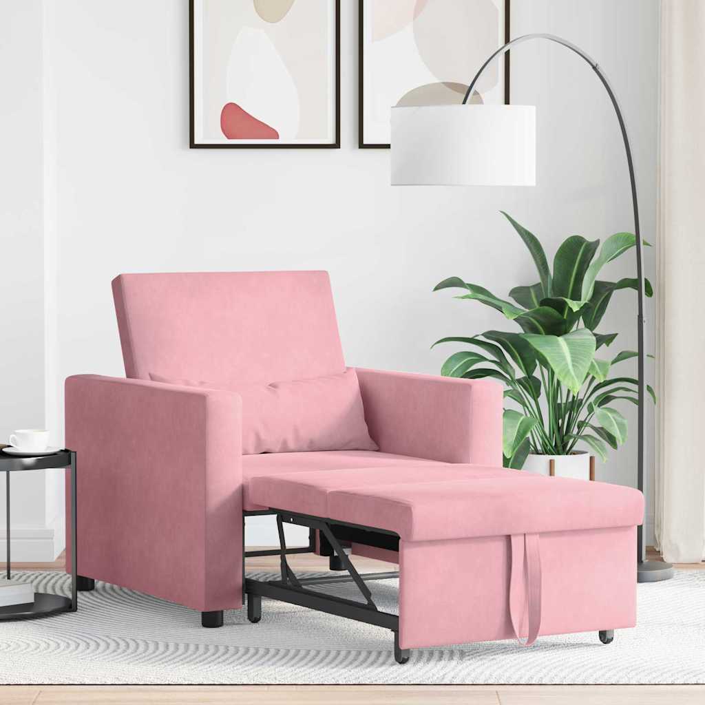 Utrækkelig sovesofa enkelt Lys pink 90 x 165 x 87 cm Fløjl