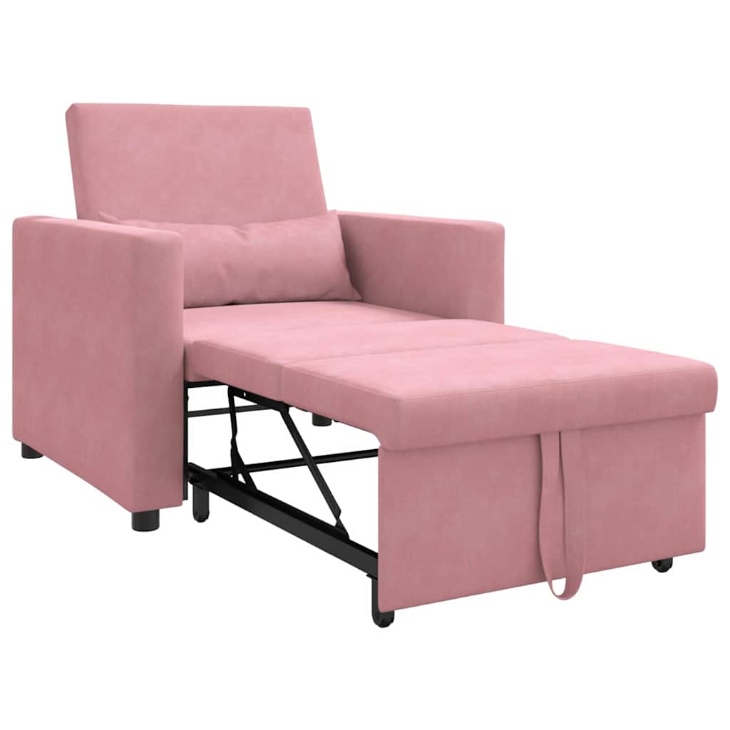 Utrækkelig sovesofa enkelt Lys pink 90 x 165 x 87 cm Fløjl