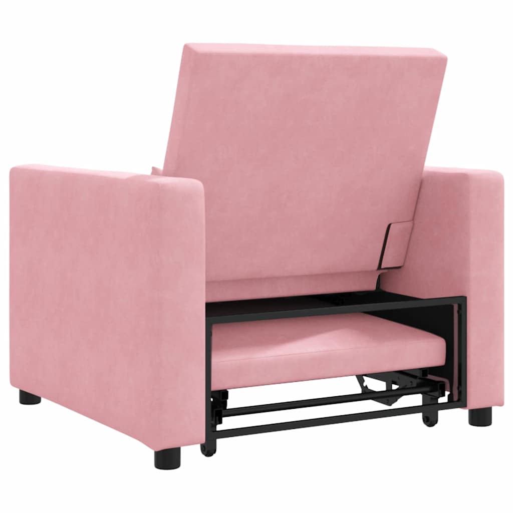 Utrækkelig sovesofa enkelt Lys pink 90 x 165 x 87 cm Fløjl