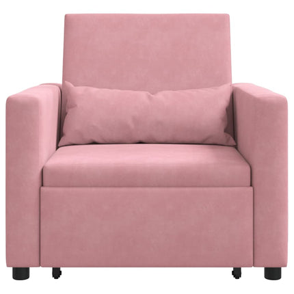 Utrækkelig sovesofa enkelt med hjul Lys pink Fløjl