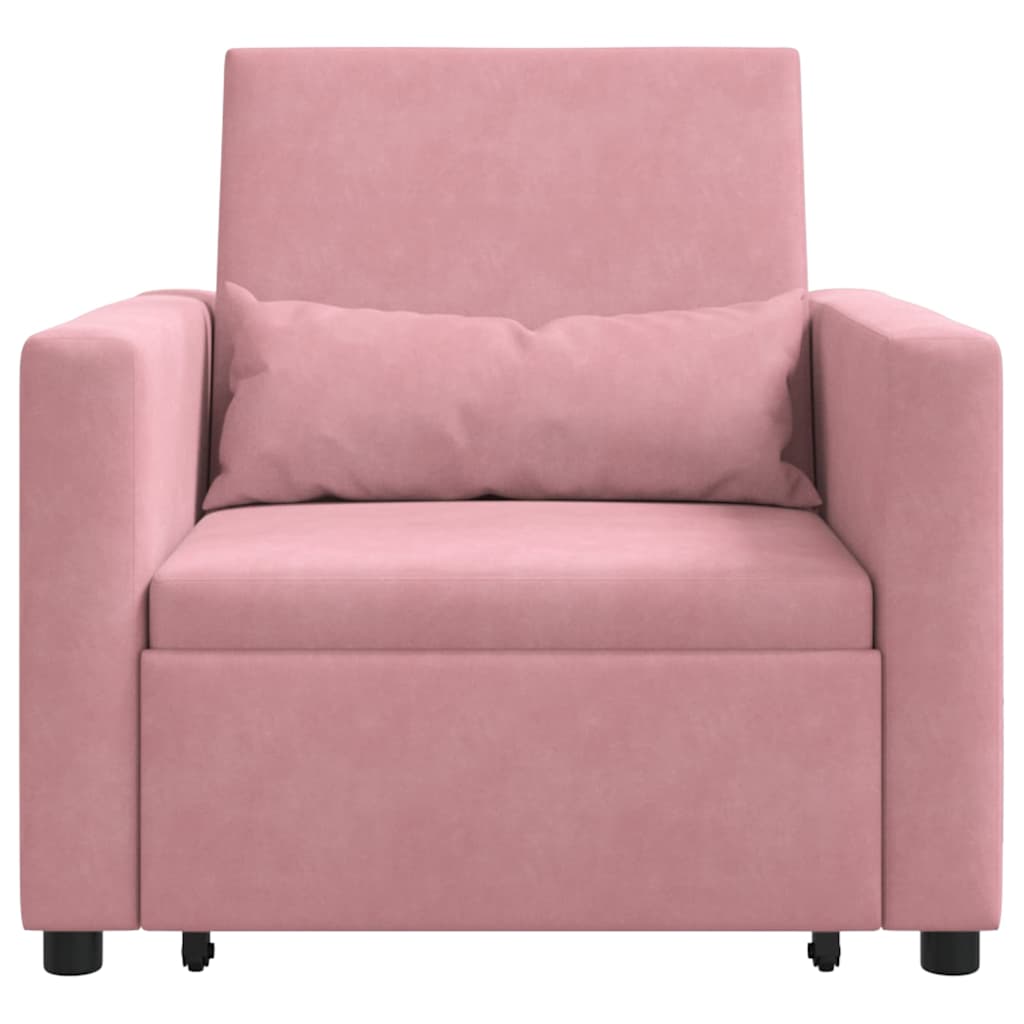Utrækkelig sovesofa enkelt Lys pink 90 x 165 x 87 cm Fløjl