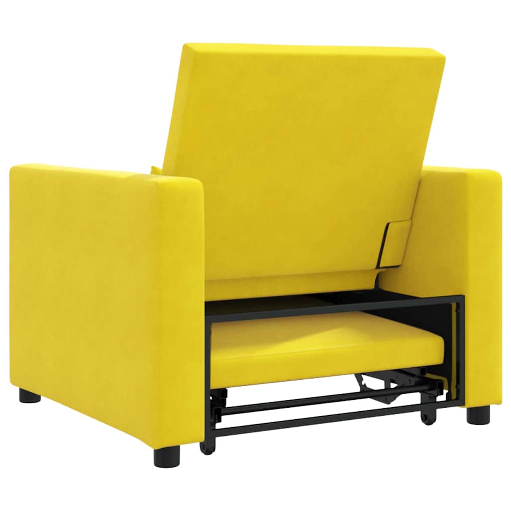 Utrækkelig sovesofa enkelt med hjul Gul 90 x 165 x 87 cm Fløjl