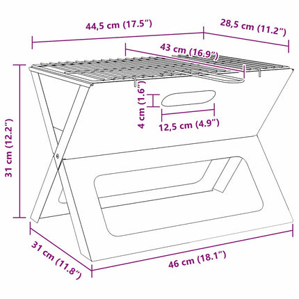 Udendørs grill 46 x 31 x 31 cm Stål Sort