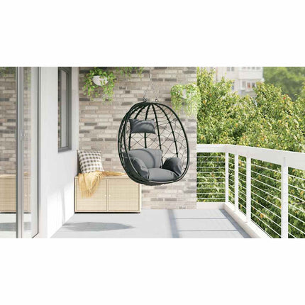 Hængende æggestol polyrattan 91,5 x 54,5 x 107 cm Antracit